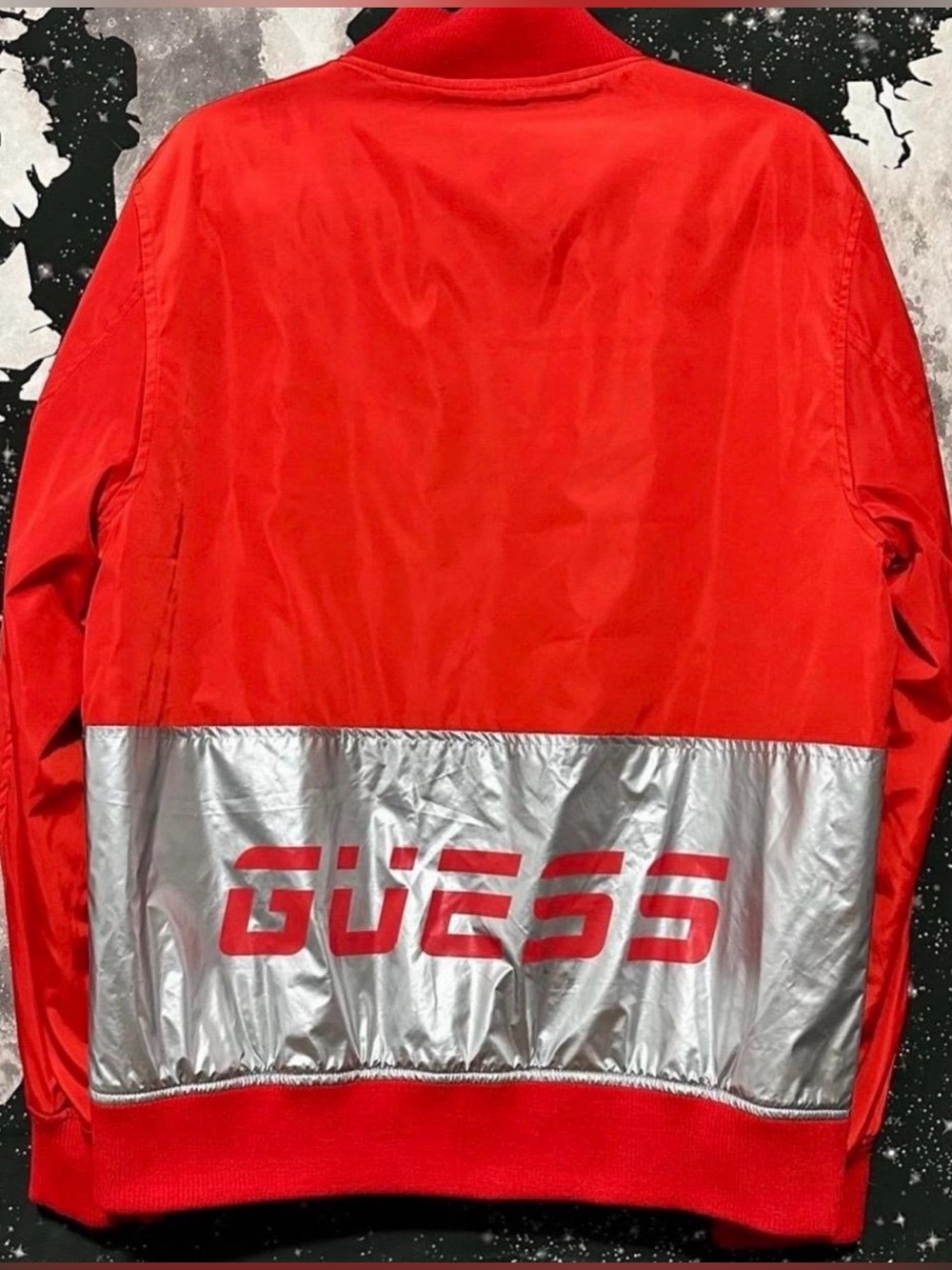 Guess Reflective Logo Flight Style Bomber Jacket